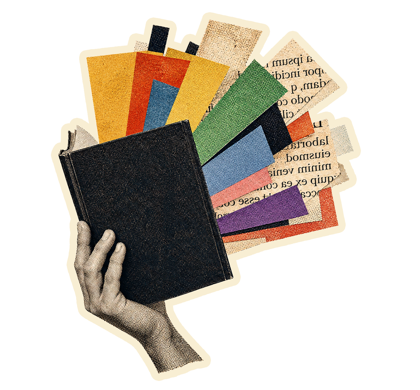 Halftone illustration of a hand reaching down to pick a book up off the floor