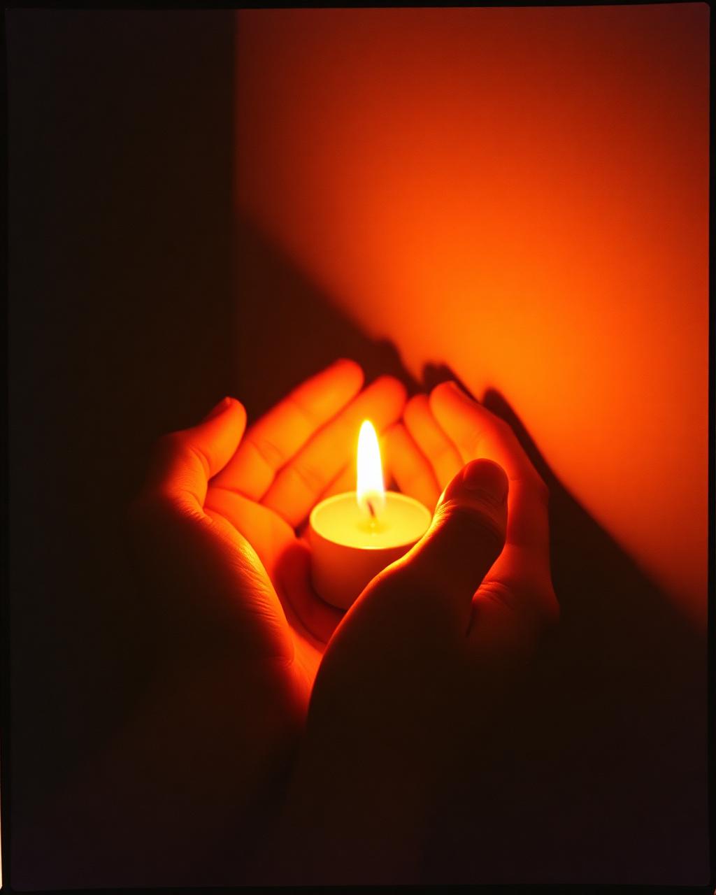 A lit candle in the dark
